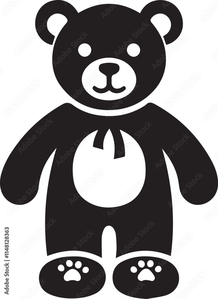 Obraz premium valentine teddy vector, Teddy bear logo illustration, Teddy bear silhouette vector black and white