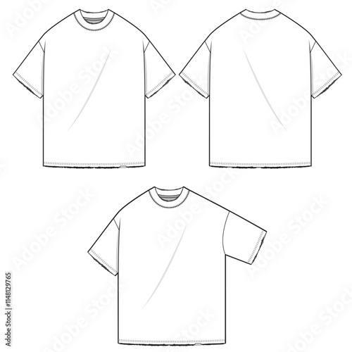 oversized t-shirt short sleeve mockup template clothing vector design