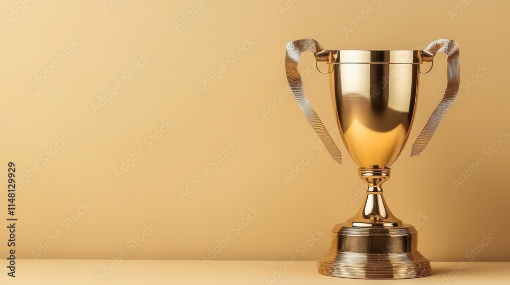 A shiny gold trophy, background, banner with handles, symbolizing achievement and success. A shiny gold trophy, background, banner with handles, symbolizing achievement and success.