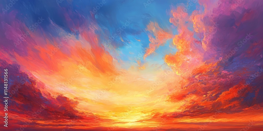 Fototapeta premium Vibrant and colorful sunrise showcases the beauty of dawn, filling the sky with hues of orange and pink in this mesmerizing sunrise scene. A colorful sunrise captivates the senses.