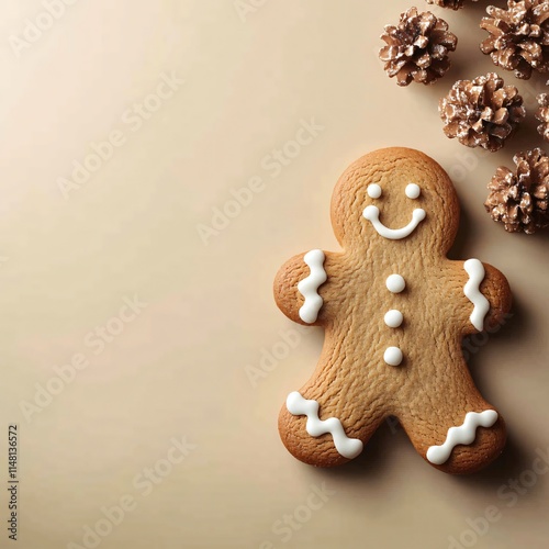 top view of gingerbread man on table