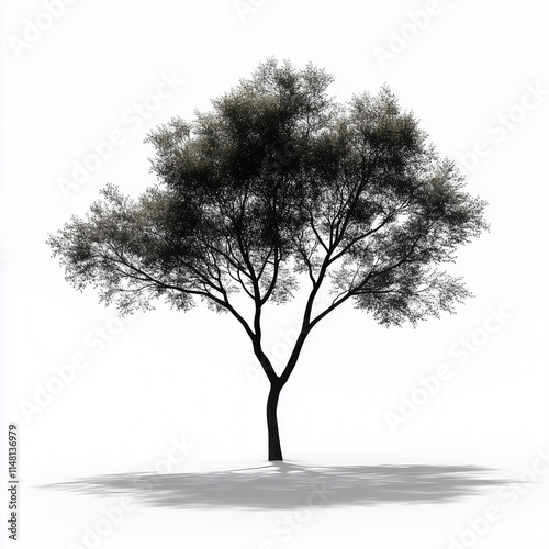 Tree Siluette White Background Architectural