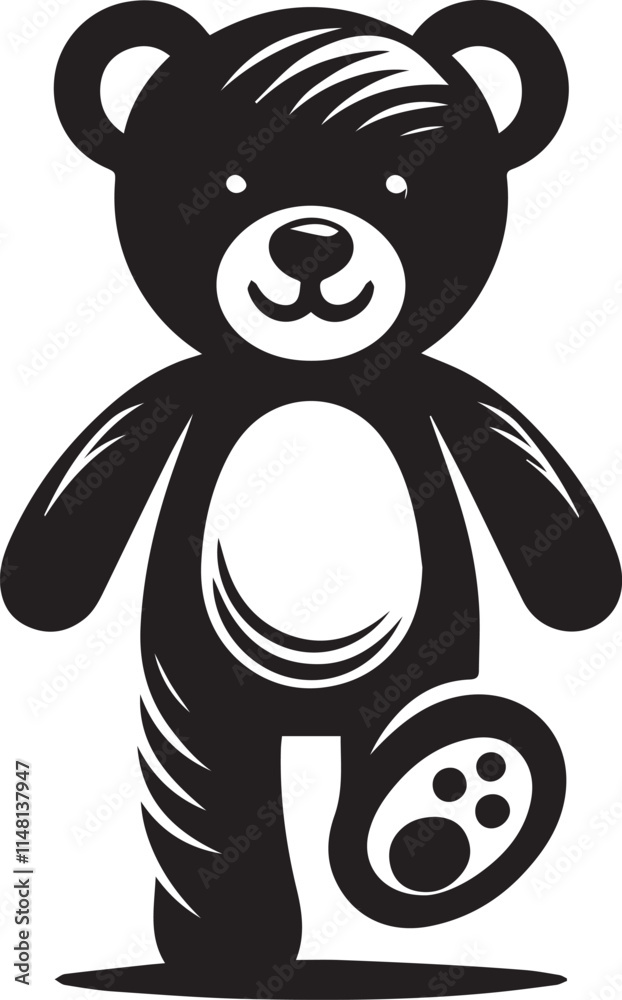 Fototapeta premium valentine teddy vector, Teddy bear logo illustration, Teddy bear silhouette vector black and white