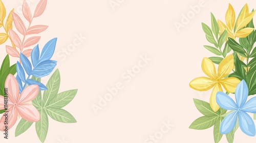 Wallpaper Mural Pastel Floral Frame Delicate Spring Blossom Border Design Torontodigital.ca