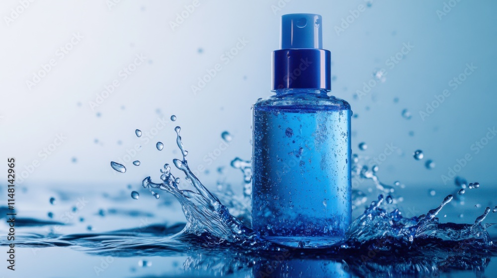 Refreshing Skincare Product with Water Splash Effects Refreshing Skincare Product with Water Splash Effects
