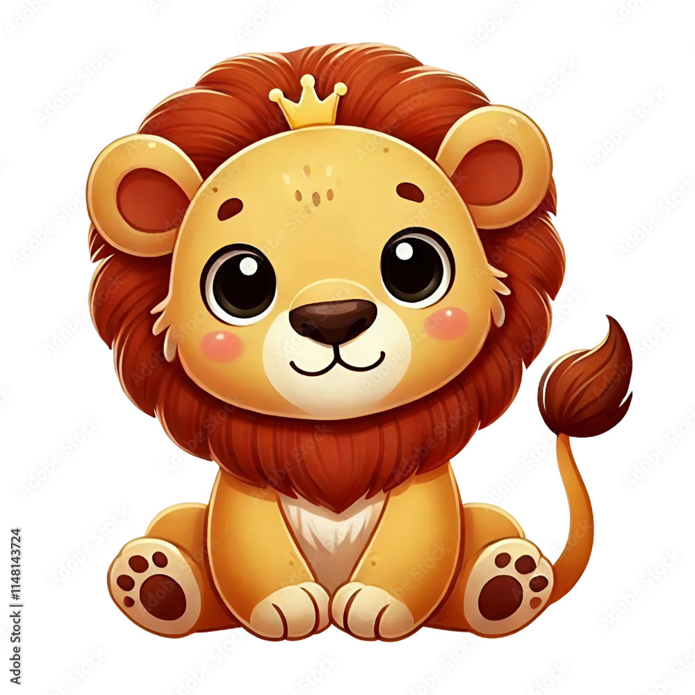 Fototapeta premium Picture of a cute lion sitting and playing