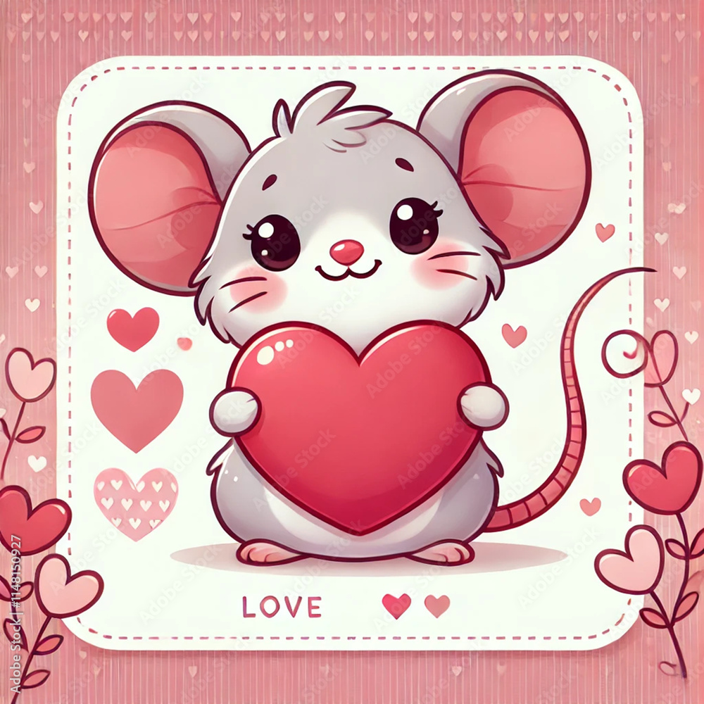 mouse with heart for valentine greeting card mouse with heart for valentine greeting card