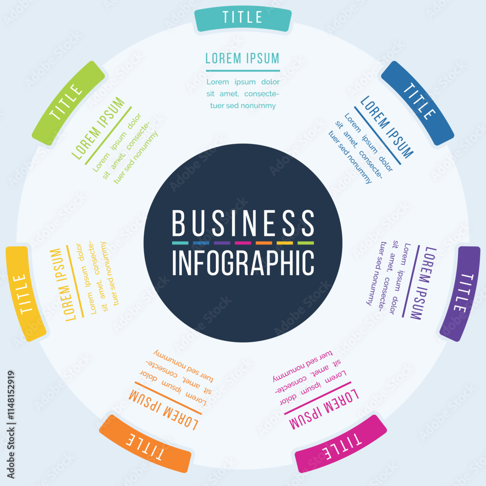 Obraz premium Business Infographic design 7 Steps, objects, elements or options infographics template for business information