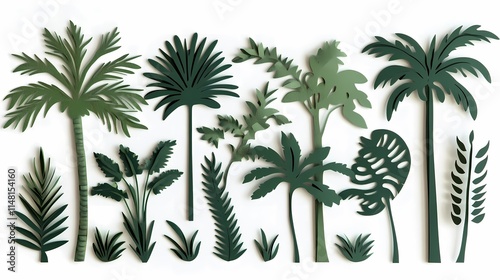 Wallpaper Mural Vibrant Collection of Tropical Greenery Illustrations Featuring Various Palm Trees, Leaves, and Ferns on a Clean Background for Design Use Torontodigital.ca