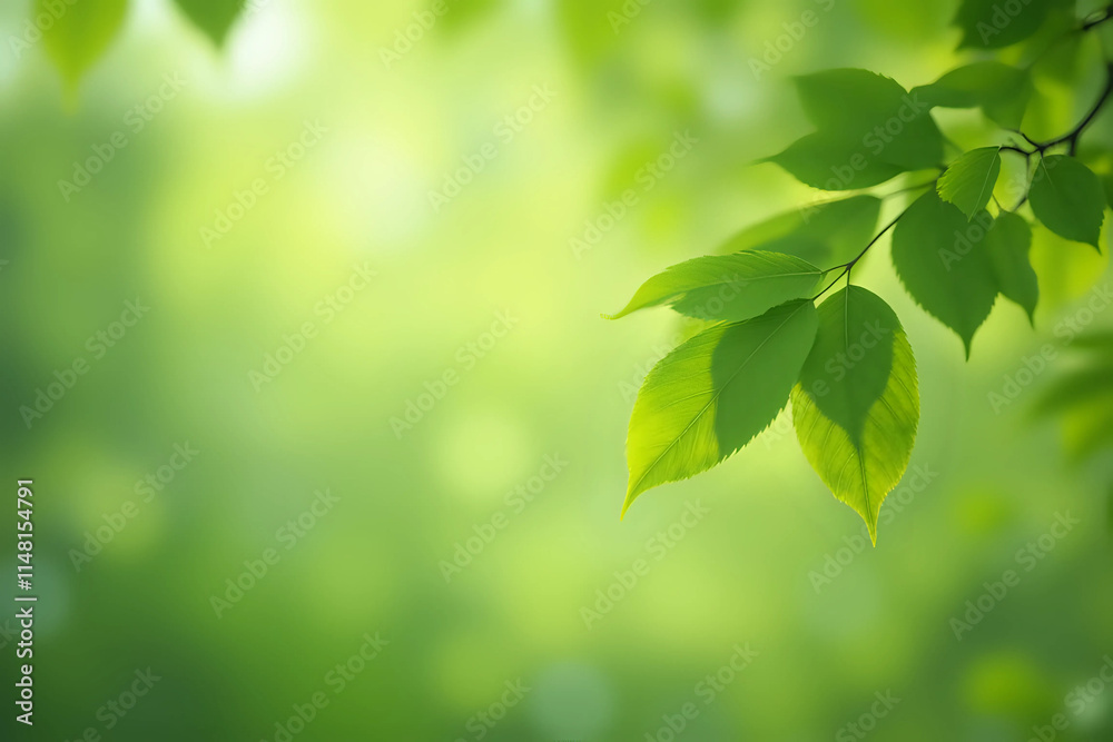 Spring background, green tree leaves on blurred background Spring background, green tree leaves on blurred background