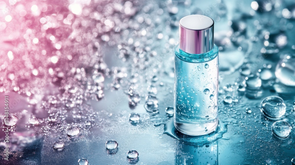 Frosted Skincare Bottle with Water Droplets Frosted Skincare Bottle with Water Droplets