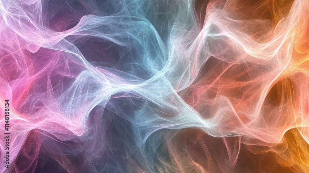 Abstract colorful smoke-like waves on dark background. Abstract colorful smoke-like waves on dark background.