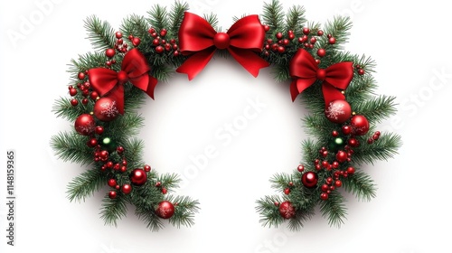 Wallpaper Mural Festive Christmas Garland on White Background Torontodigital.ca