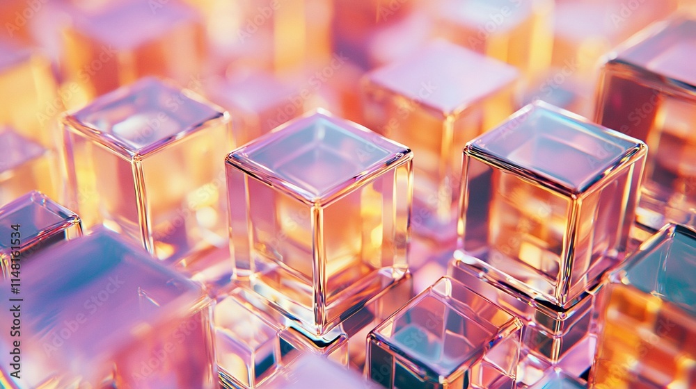 Abstract Glass Cubes in Warm Hues Abstract Glass Cubes in Warm Hues