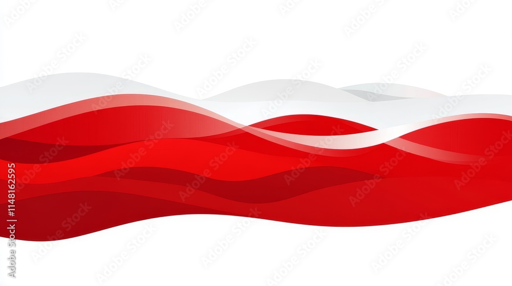 Naklejka premium Abstract flowing red waves layered with soft white lines creating a serene and elegant design background for creative projects