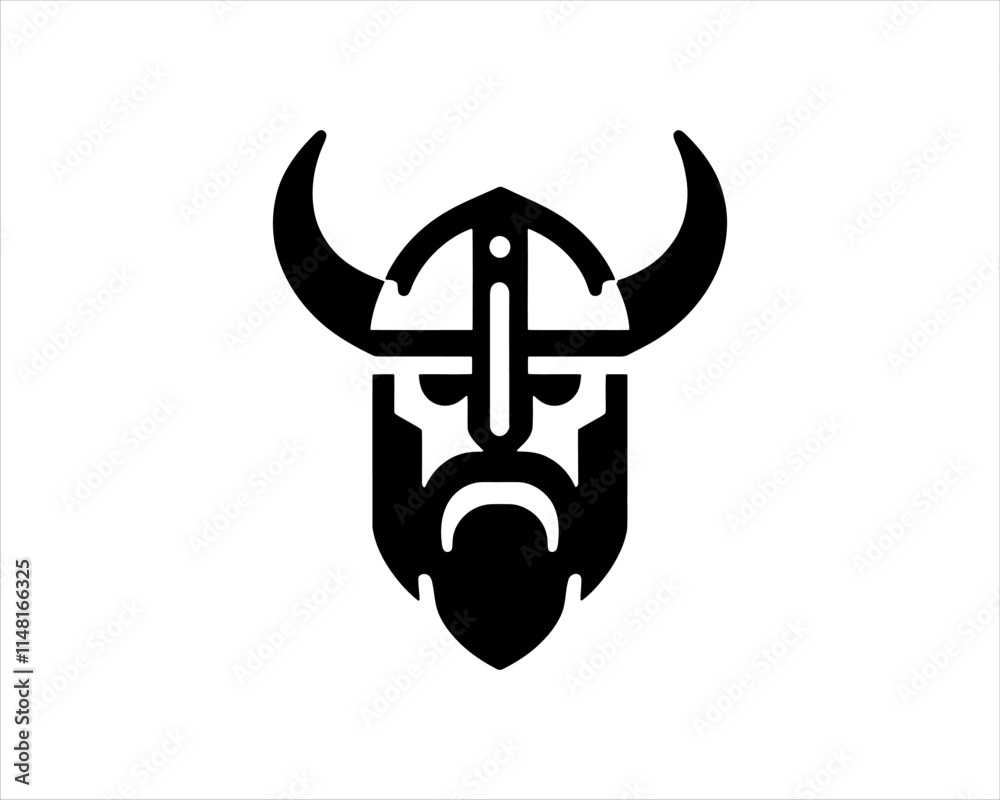 Viking Logo Design Vector Template. Nordic Viking logo. Viking face warrior modern simple logo. Viking Head Vector Illustration. Silhouette Nordic warrior symbol.