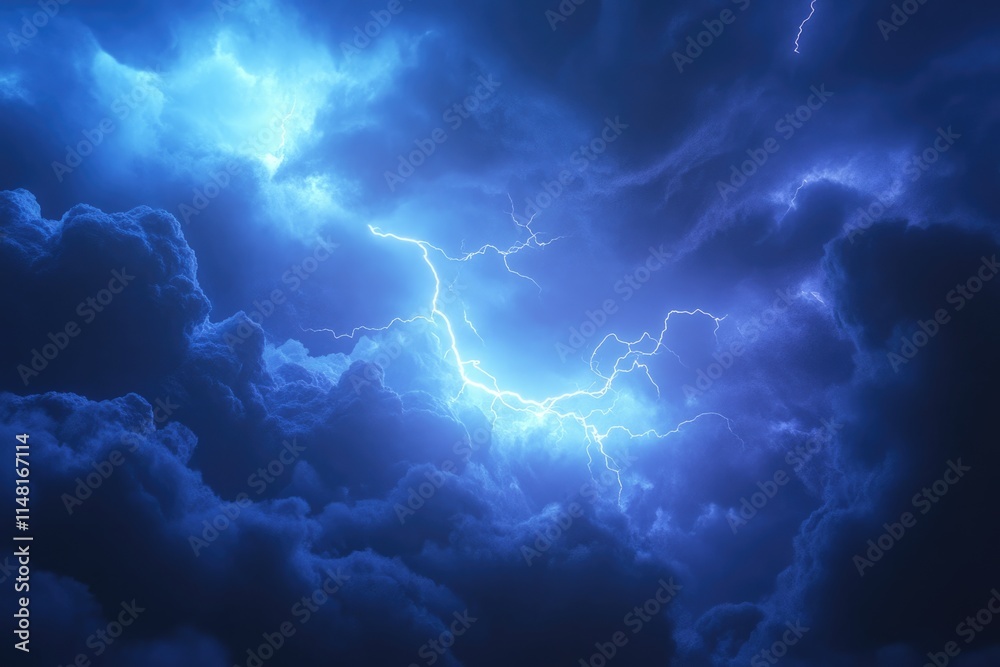 Thunderstorm lightning bolt strike with storm clouds Thunderstorm lightning bolt strike with storm clouds