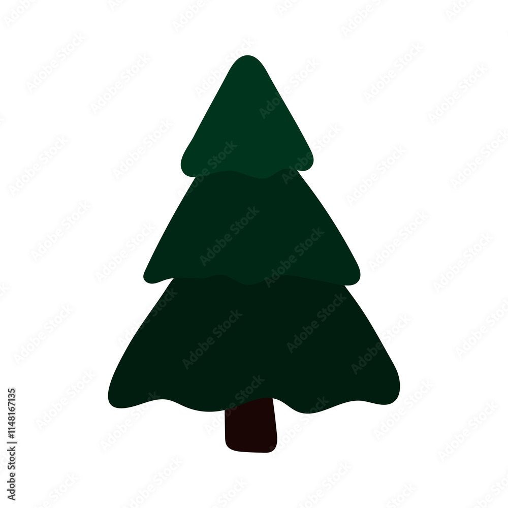 Christmas Tree, Flat Style, Solid Fill, Line Art, Vector Illustration Christmas Tree, Flat Style, Solid Fill, Line Art, Vector Illustration