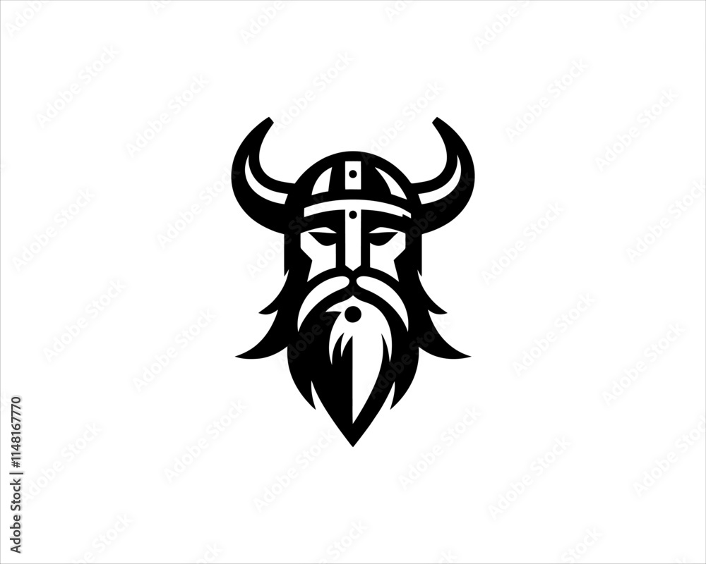 Viking Logo Design Vector Template. Nordic Viking logo. Viking face warrior modern simple logo. Viking Head Vector Illustration. Silhouette Nordic warrior symbol.