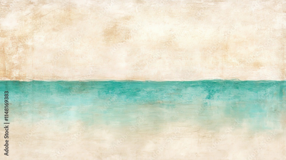Fototapeta premium Serene Coastal Abstract Painting Beige and Teal Hues
