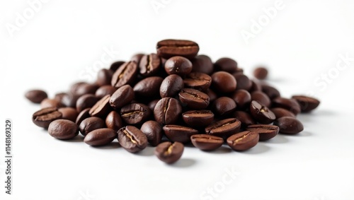 pile of cocoa bean on white background