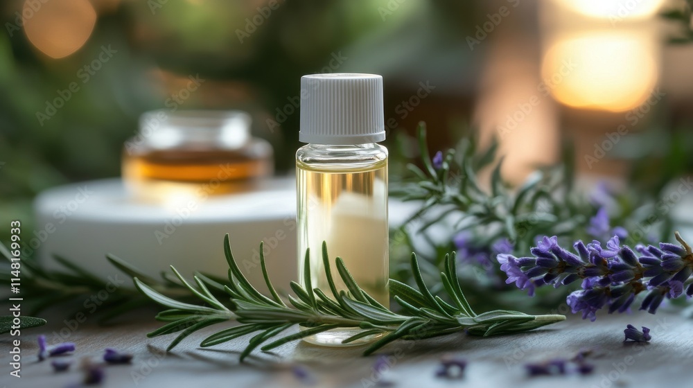 Rosemary Lavender Essential Oil Bottle Aromatherapy Spa Relaxation Wellness Rosemary Lavender Essential Oil Bottle Aromatherapy Spa Relaxation Wellness