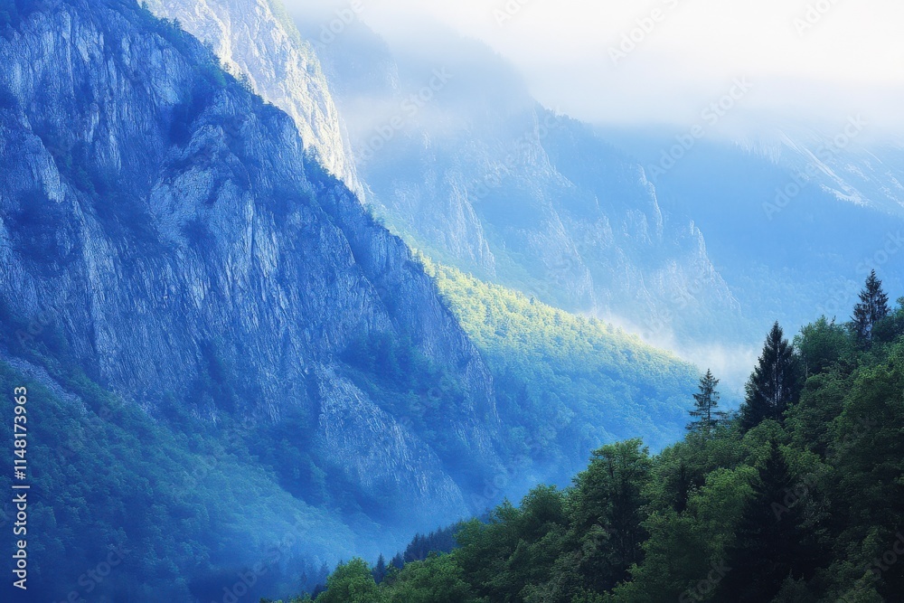 Fototapeta premium Skiing, winter, ski lesson - family skiing.. Beautiful simple AI generated image