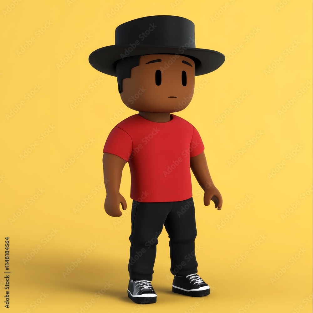 3D Render of a Sad Black Boy in a Hat 3D Render of a Sad Black Boy in a Hat