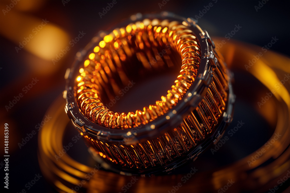 Electric inductor coil close up abstract background. Electric inductor coil close up abstract background.