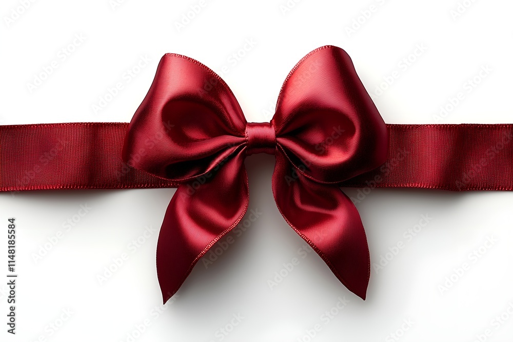 Elegant red ribbon bow on white background for gifts and decorations Elegant red ribbon bow on white background for gifts and decorations