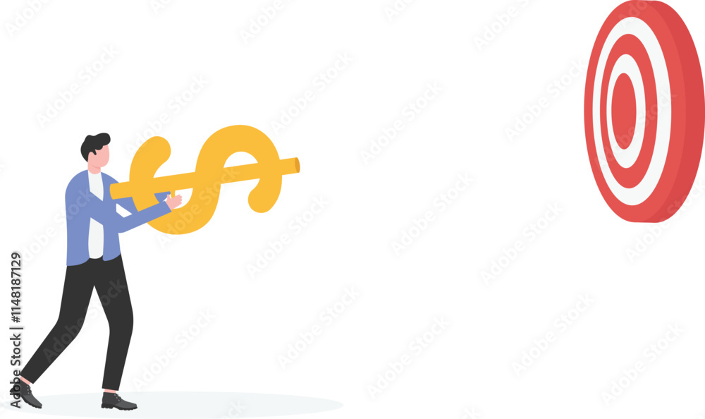 Businessman shooting the Bull's-eye with arrow
Businessman shooting the Bull's-eye with arrow