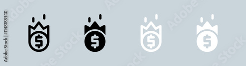 Inflation icon set in black and white. Economy crisis signs vector illustration.