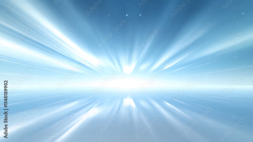 Abstract light rays converging at horizon, creating a bright, ethereal glow. Abstract light rays converging at horizon, creating a bright, ethereal glow.