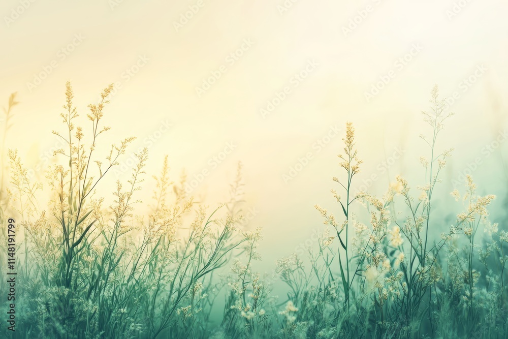 A peaceful scene of wildflowers bathed in soft morning light, creating a calming and serene atmosphere. A peaceful scene of wildflowers bathed in soft morning light, creating a calming and serene atmosphere.