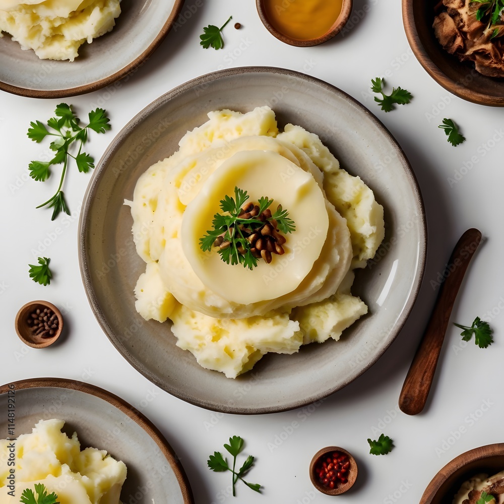 Mashed potatoes with white background Mashed potatoes with white background