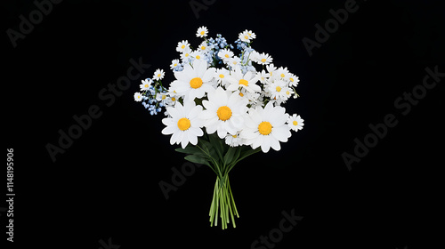 A bouquet of daisies, snowdrops, and bluebells against a soft background, creating a serene and natural floral arrangement, showcasing the beauty of spring flowers and evoking feelings of freshness, r