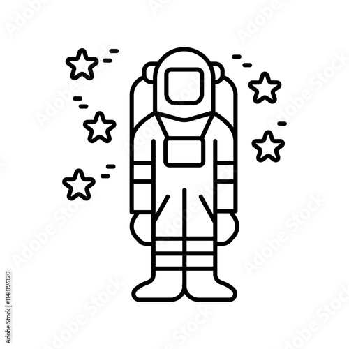 cosmonaut black line icon.