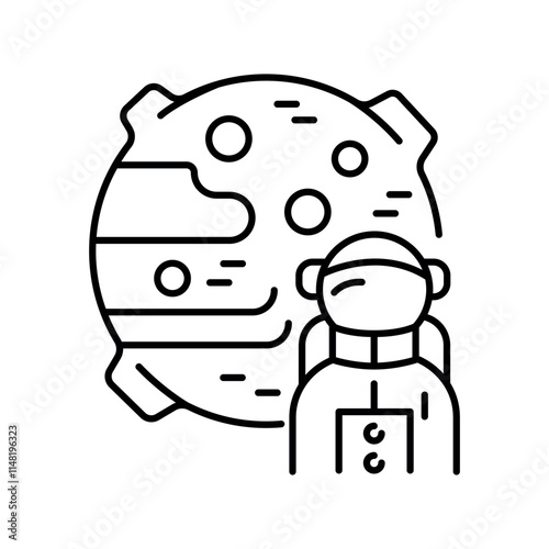 life on Mars black line icon.