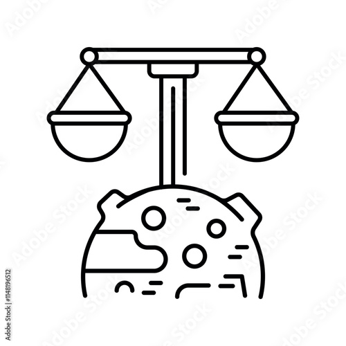 Space law black line icon.