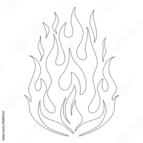 Fire Lineart Illsutartion.Handrawing fire line art drawing