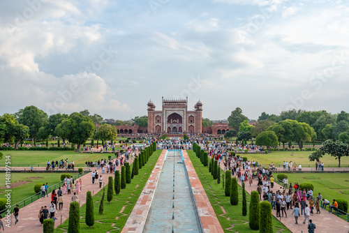 Eingangs Gebäude am Taj Mahal in Indien, Asien