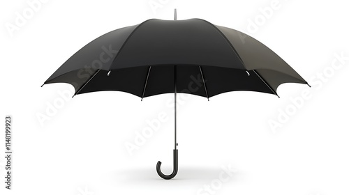 A black umbrella against a white background.
