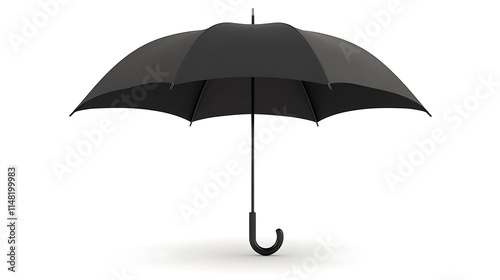 A black umbrella against a white background.