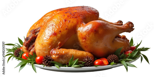 Ultra High quality and detailed image Collection set of roasted turkey or chicken isolated on transparent background, Thanksgiving traditional holiday meal photo