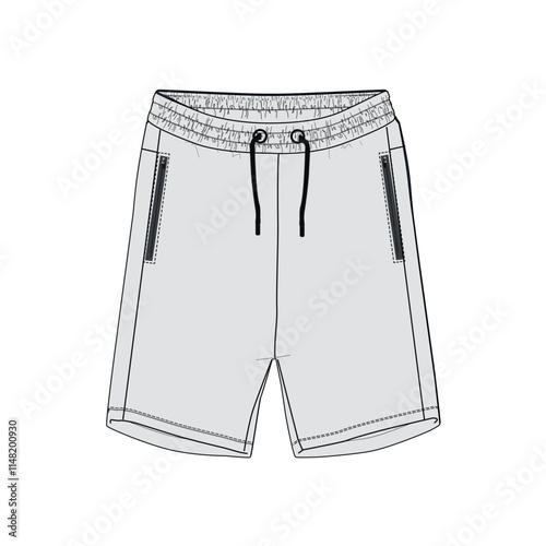 Grey Color sweat shorts pants vector illustration template front views