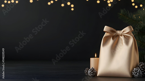 Photo of a golden satin bag with a bow on the table, capturing the elegance and luxury of fashion accessories, symbolizing refined style, sophistication, and the beauty of intricate design in high-end