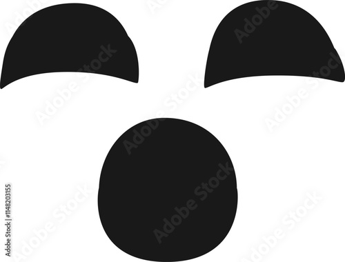 Surprised face featuring closed eyes and an open mouth, vividly expressing astonishment, crafted using simple geometric shapes against a clean white background