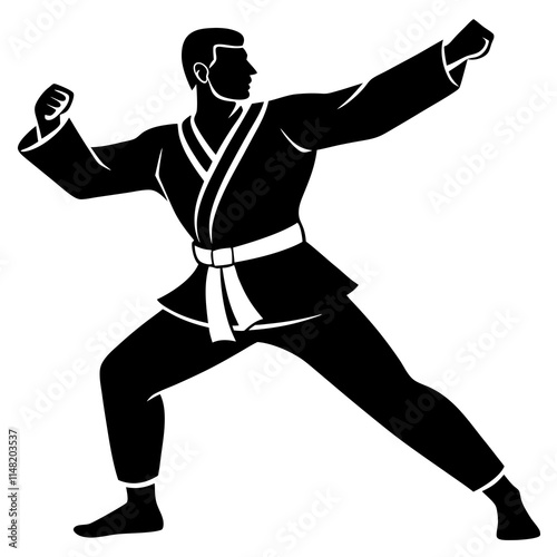 Judo Throw simple flat vector silhouette