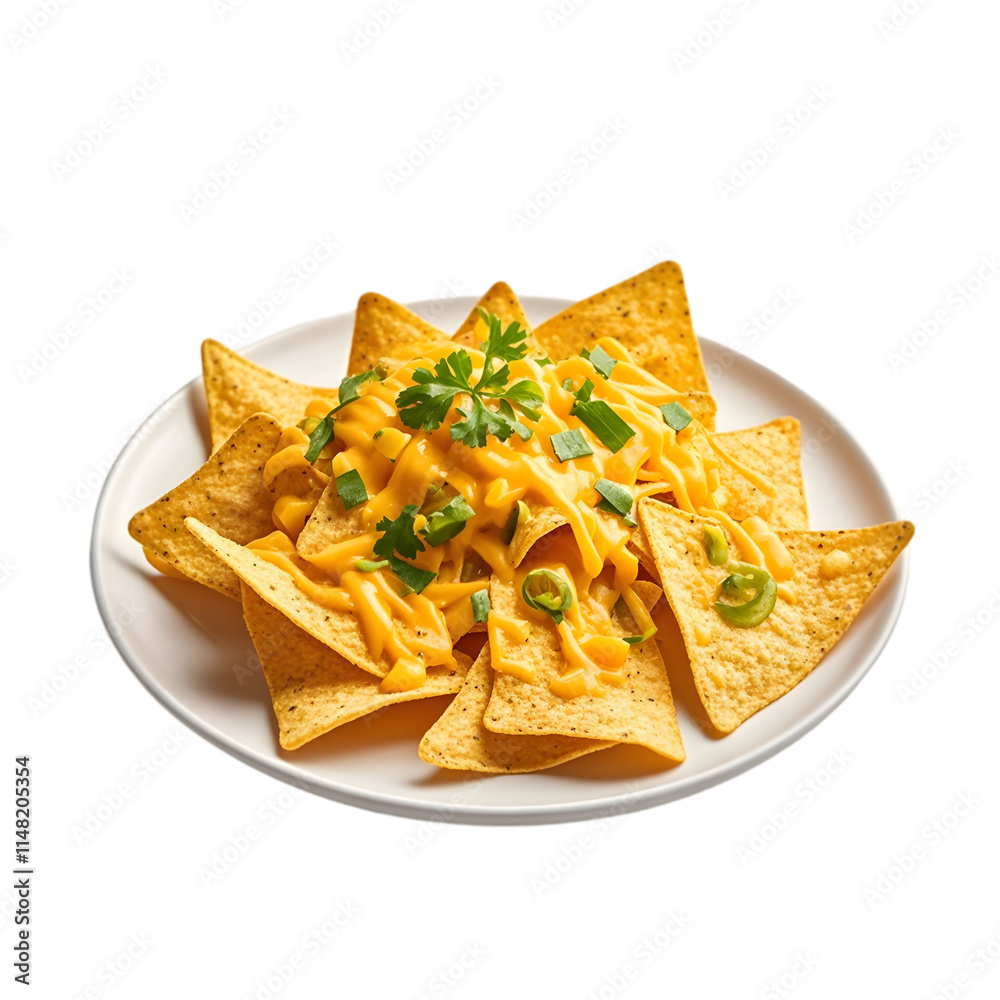Homemade Nachos with Cheddar Cheese on transparent background