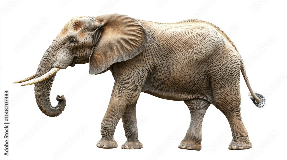 Obraz premium A Majestic African Elephant Walking Gracefully Through Its Habitat Portrayed in a Realistic and Detailed Artistic Style for Nature and Wildlife Enthusiasts